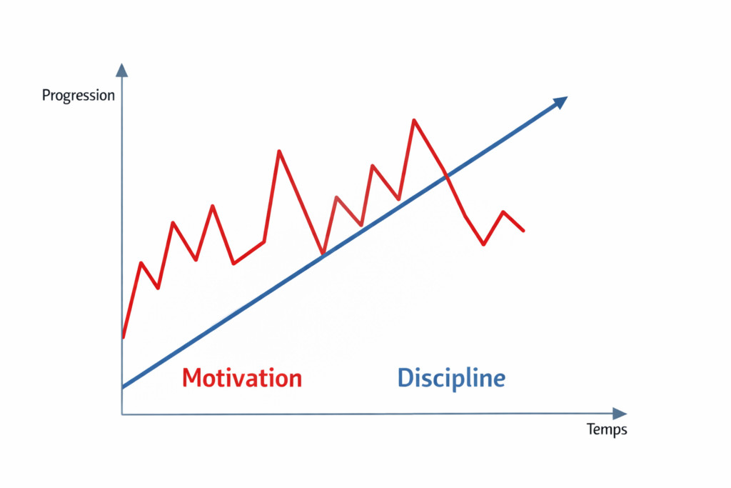 Graphique comparatif entre discipline vs motivation pour le sport